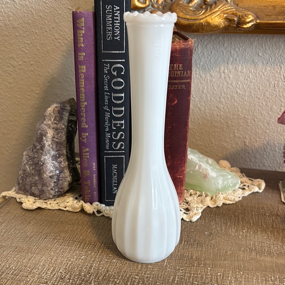 Vintage White Milk Glass Vase
